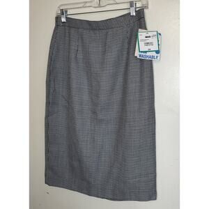 Leslie Fay Houndstooth Pencil Skirt 10 Black White Career Rainbow Brights NWT